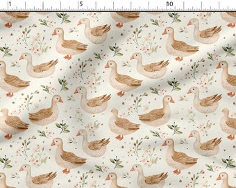 Watercolor Geese cotton 100%, Eco-print, Printed Cotton Fabric, Cotton Twill, Cotton Batiste, Cotton Canvas, Width 150cm /60"