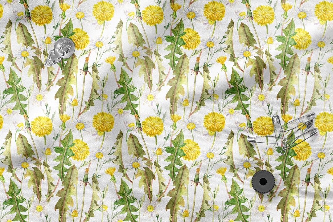 DANDELIONS FLOWERS, Summer Meadow Flowers Cotton 100%, Eco-print ...