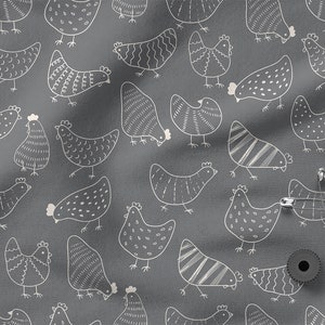 Happy chickens cotton 100%, Eco-print, Printed Cotton chickens fabric, Width 150cm /60"