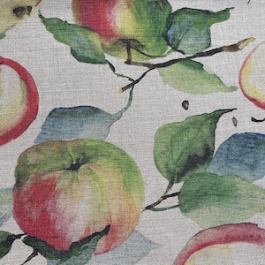 Tessuto di lino, Mele, Beige melange, Lino ammorbidito per cucire, Larghezza 150 cm /60"