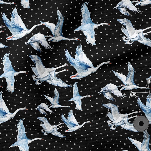 Coton Oiseaux de la Nuit 100%, Eco-print, Tissu de coton imprimé, Tissu oiseaux, Largeur 150cm /60"