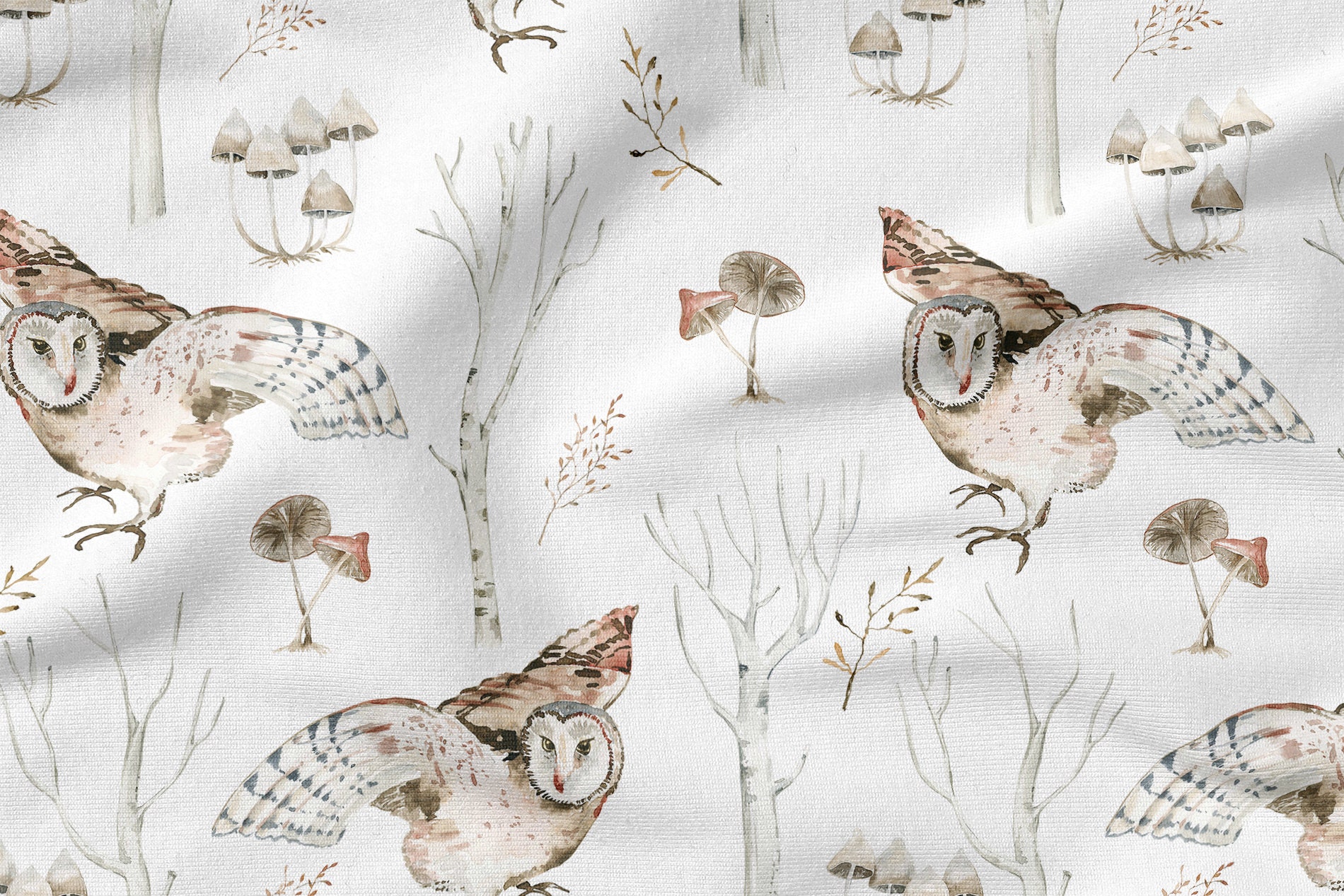 Tissu D'ameublement Occasion Avec Motif Chouettes - Coupon De Coton Multicolore Pour Couture
