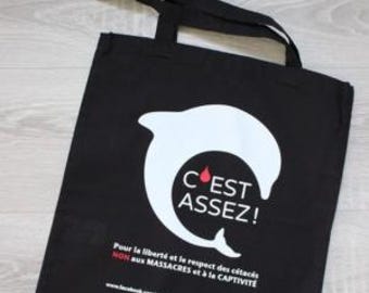 Borsa tote nera in cotone biologico