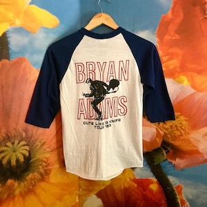 1983 BRYAN ADAMS Cut Like A Knife Baseball T-Shirt