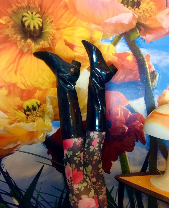 Japan Made 1960s GoGo Vinyl Boots! RARE Mod Patent