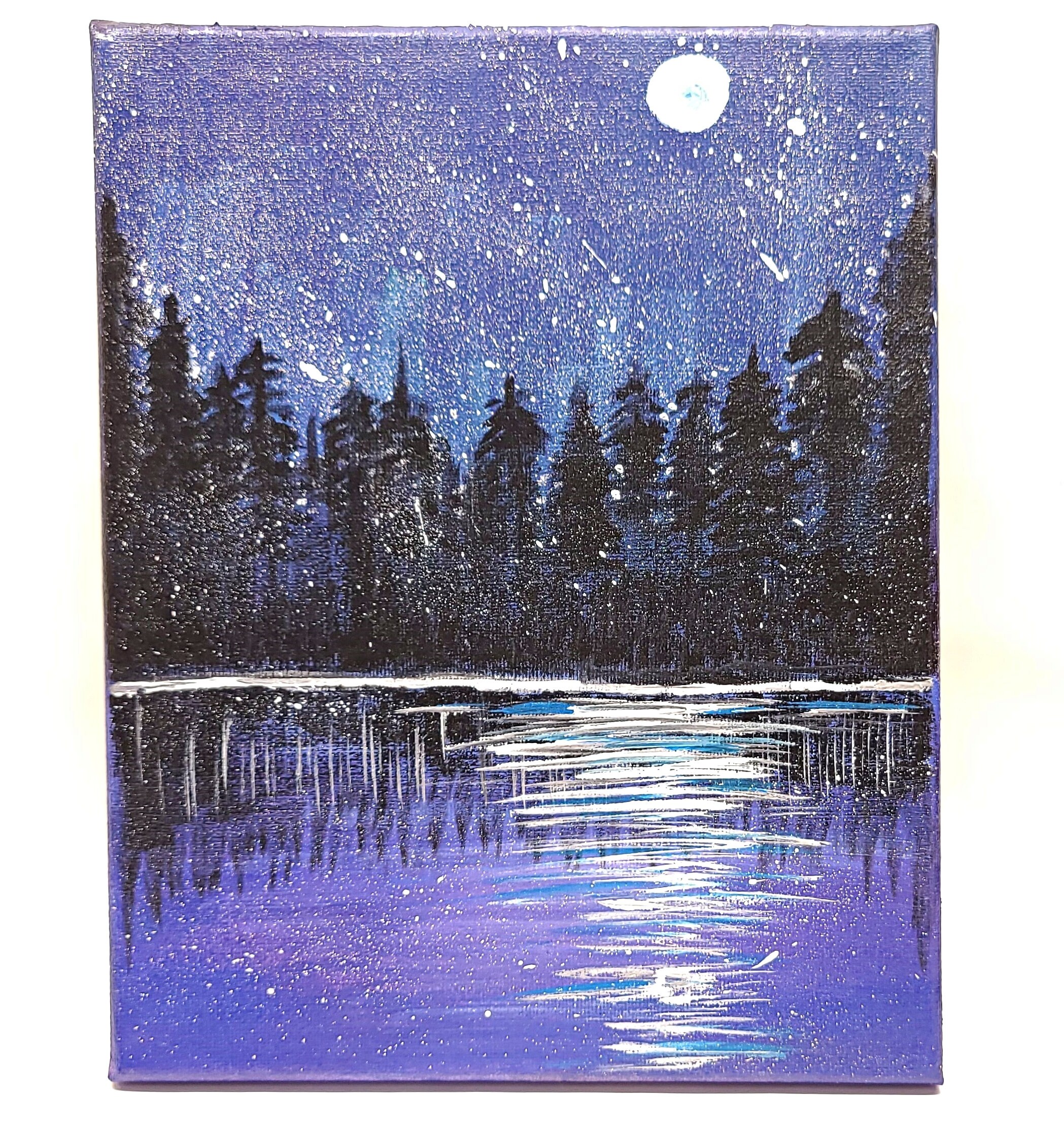 Noche estrellada 8x10 acrílico pintado a mano sobre lienzo | Etsy