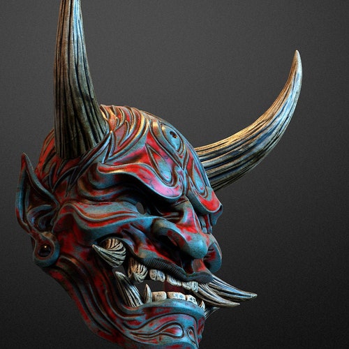 3D Printed Japanese Hannya Mask Oni Demon Mask Samurai Mask - Etsy