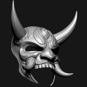 Japanese Hannya Oni Demon Mask 3D Model STL File for Samurai Costume, Cosplay, and 3D Printing