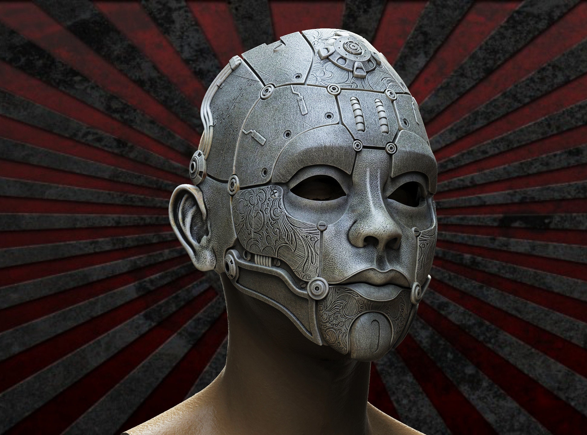 Adult Alien Cyborg Mask Arnold Schwarzeneggar Latex Costume Accessory Robot