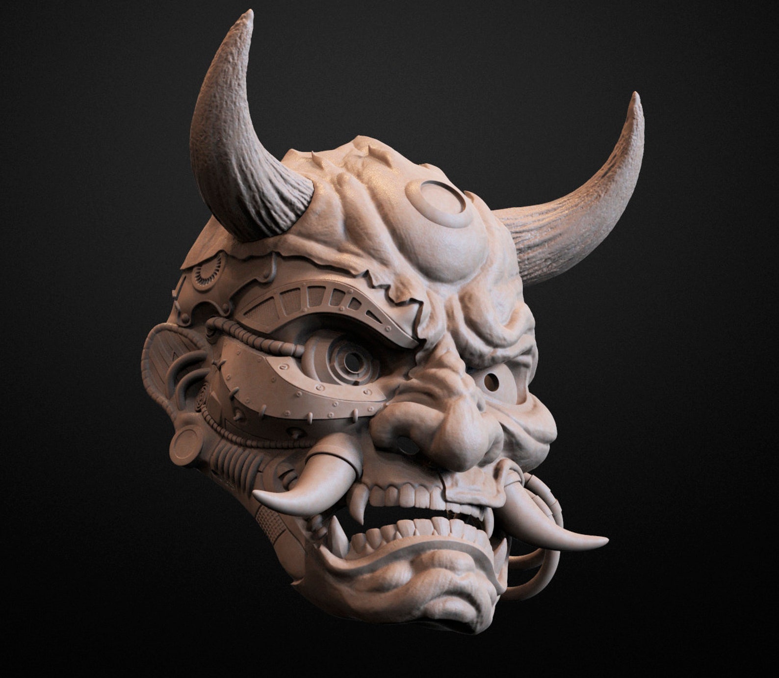 Маска Hannya демон киберпанк