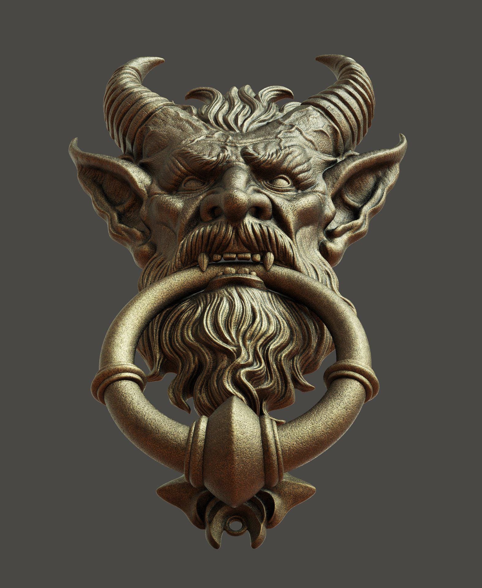Krampus Door Knocker STL — High Detail 3D Model for Home Decor