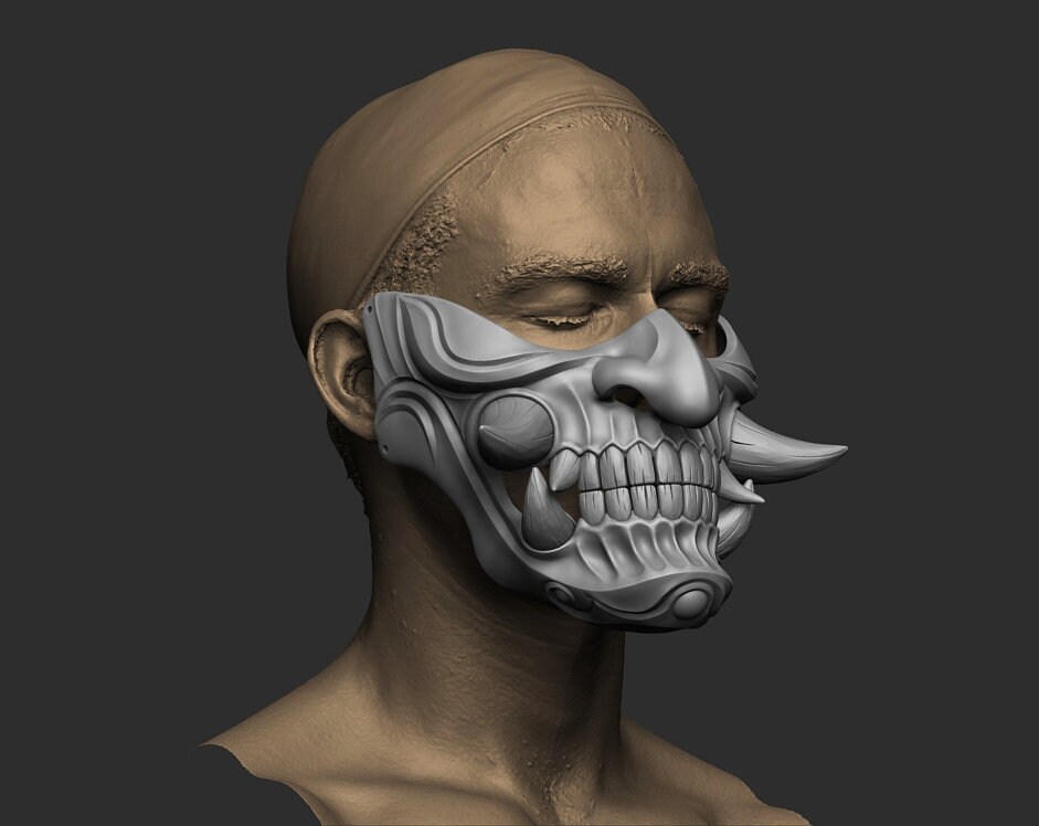 半額満載！スーパーSALE グランドセール！ Traditional Japanese STL 2 Mask Half Oni Mask Half Hannya マットレス