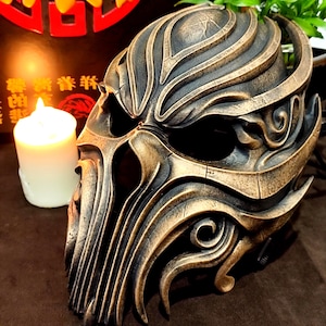 Ancient Gold Inquisitor Mask: Gothic Fantasy Cosplay Prop for LARP, Halloween, Medieval Costume