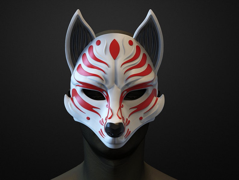 Kitsune Mask Anime Mask Model for 3D Print Etsy