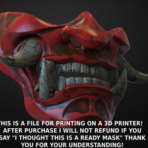 Traditional Japanese Hannya Half Mask Oni Half Mask STL file for 3D print