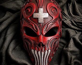 Schweizer Eishockey-Totenkopfmaske – Schweizer Eishockey-Fanmaske, Cosplay mit Schweizer Flagge, handbemalte 3D-gedruckte Wanddekoration