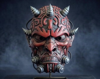 Darth Maul Cyberpunk Maske: Star Wars inspiriertes Halloween Kostüm-Accessoire für Festivals & Cosplay