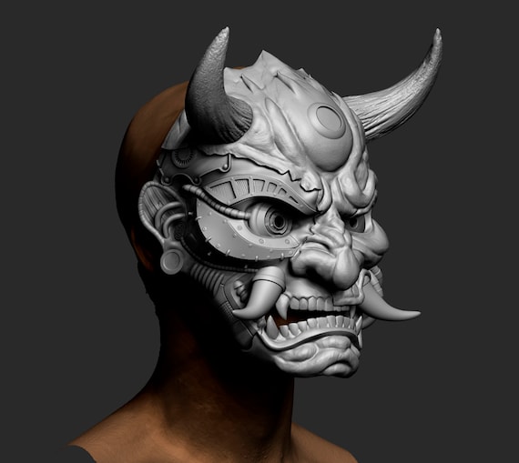 Mezza maschera modulare personalizzabile Cyberpunk Hannya 