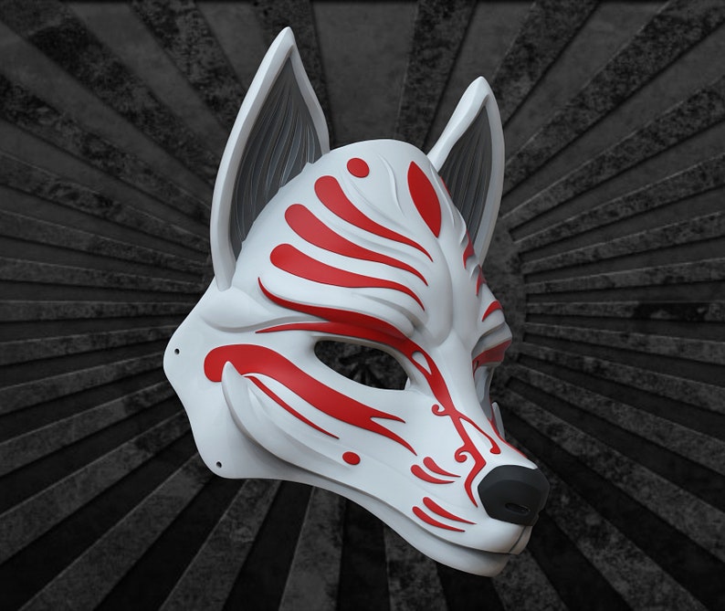 Kitsune Mask Anime Mask Model for 3D Print Etsy