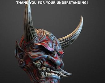 Hannya Oni Mask 3D Model – Japanese Samurai STL File (Printable)