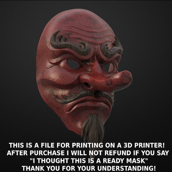 Japanese Tengu Mask Oni Demon Mask STL file for 3D Printing