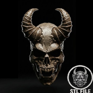 Movable Jaw Demon Skull Mask 3D Printing Model: Spooky Halloween Cosplay Prop STL File