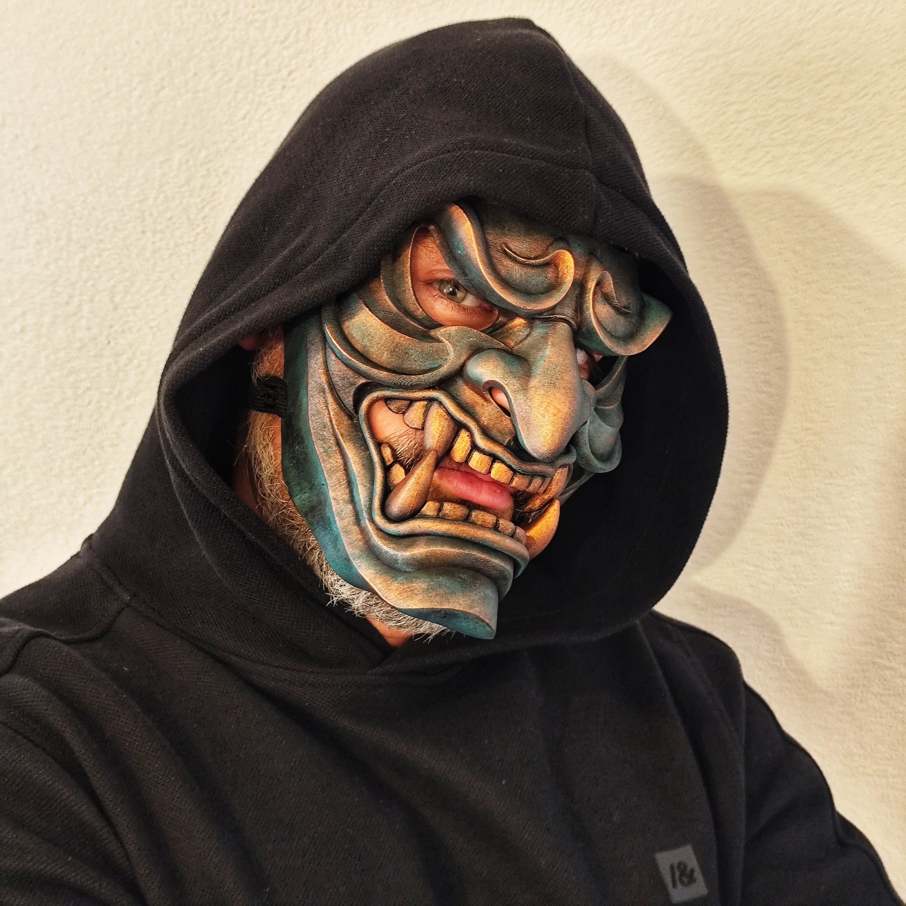 アンティークブロンズ製サムライメンポフルフェイスマスク - コスプレ