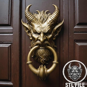 Krampus Door Knocker STL — High Detail 3D Model for Home Decor, Gothic Door Hardware, Dark Christmas Decoration