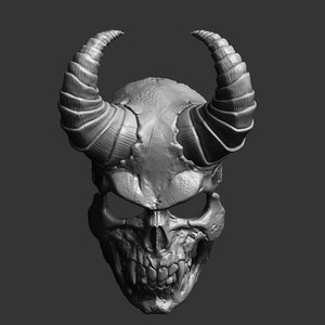 Movable Jaw Demon Skull Mask 3D Printing Model: Spooky Halloween Cosplay Prop STL File