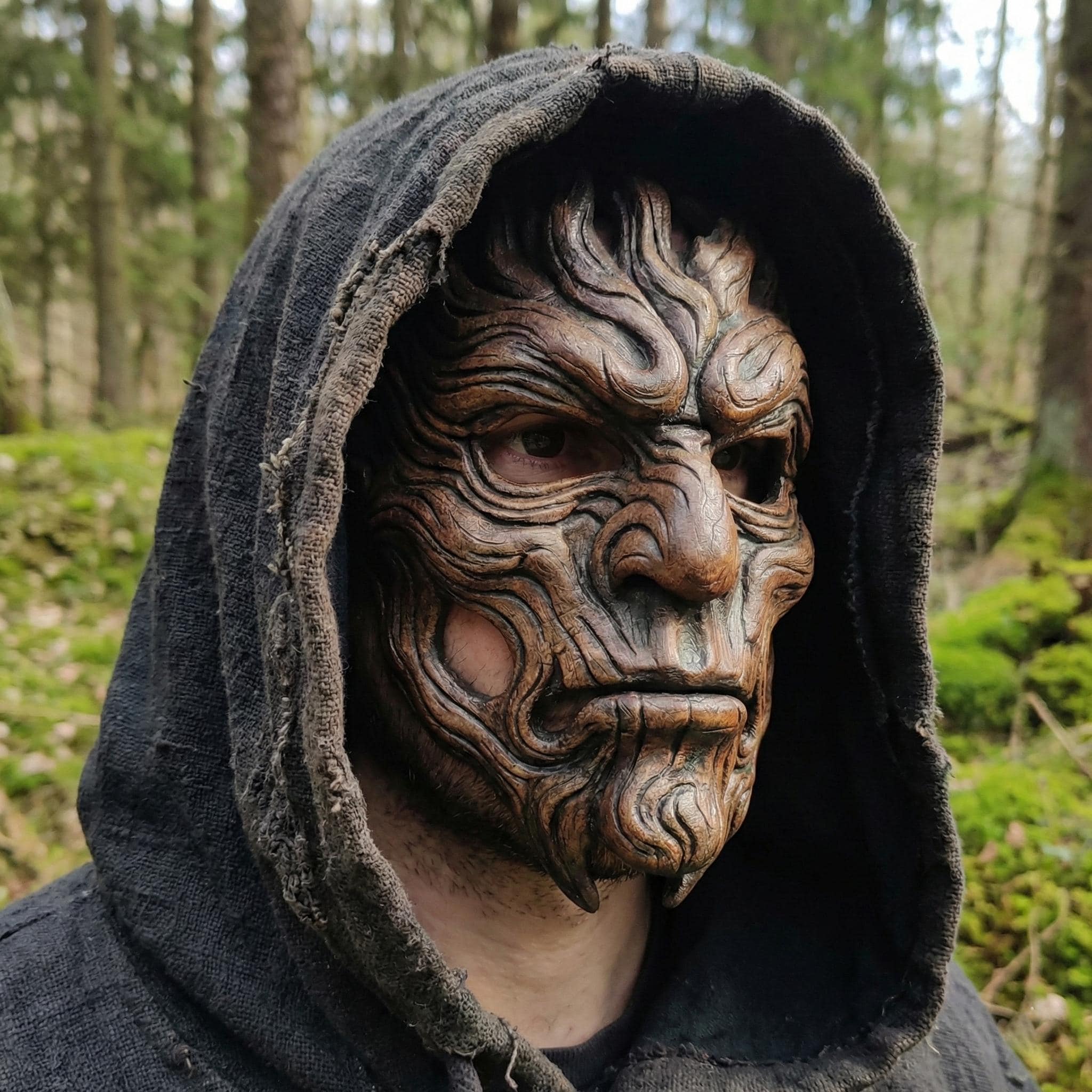 Ancient Forest Warden Mask – Hand Painted Wood Spirit,dark Druid ...