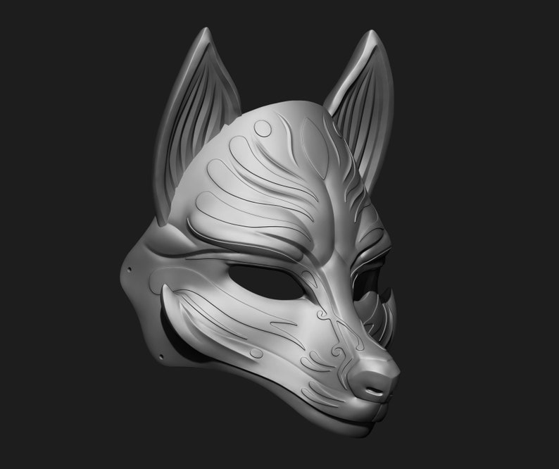 Kitsune Mask Anime Mask Model for 3D Print Etsy