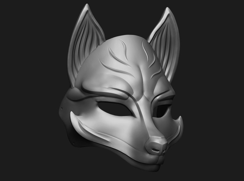 Kitsune Mask Anime Mask Model for 3D Print Etsy