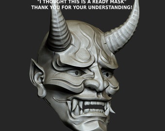 Traditional Japanese Hannya Mask Oni Mask Samurai Mask Demon Mask STL file for 3D print