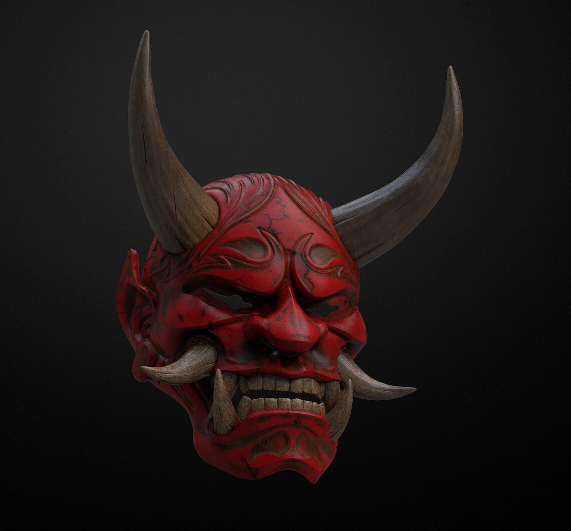 Japanische Hannya Maske Oni Dämon Maske Samurai Maske 3D druck Etsy