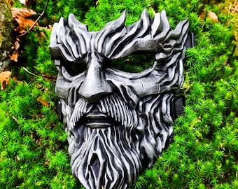 Silber Eternal Wächter Maske - Fantasy Wächter Cosplay LARP Kostüm für Waldkrieger Druide Rollenspiel
