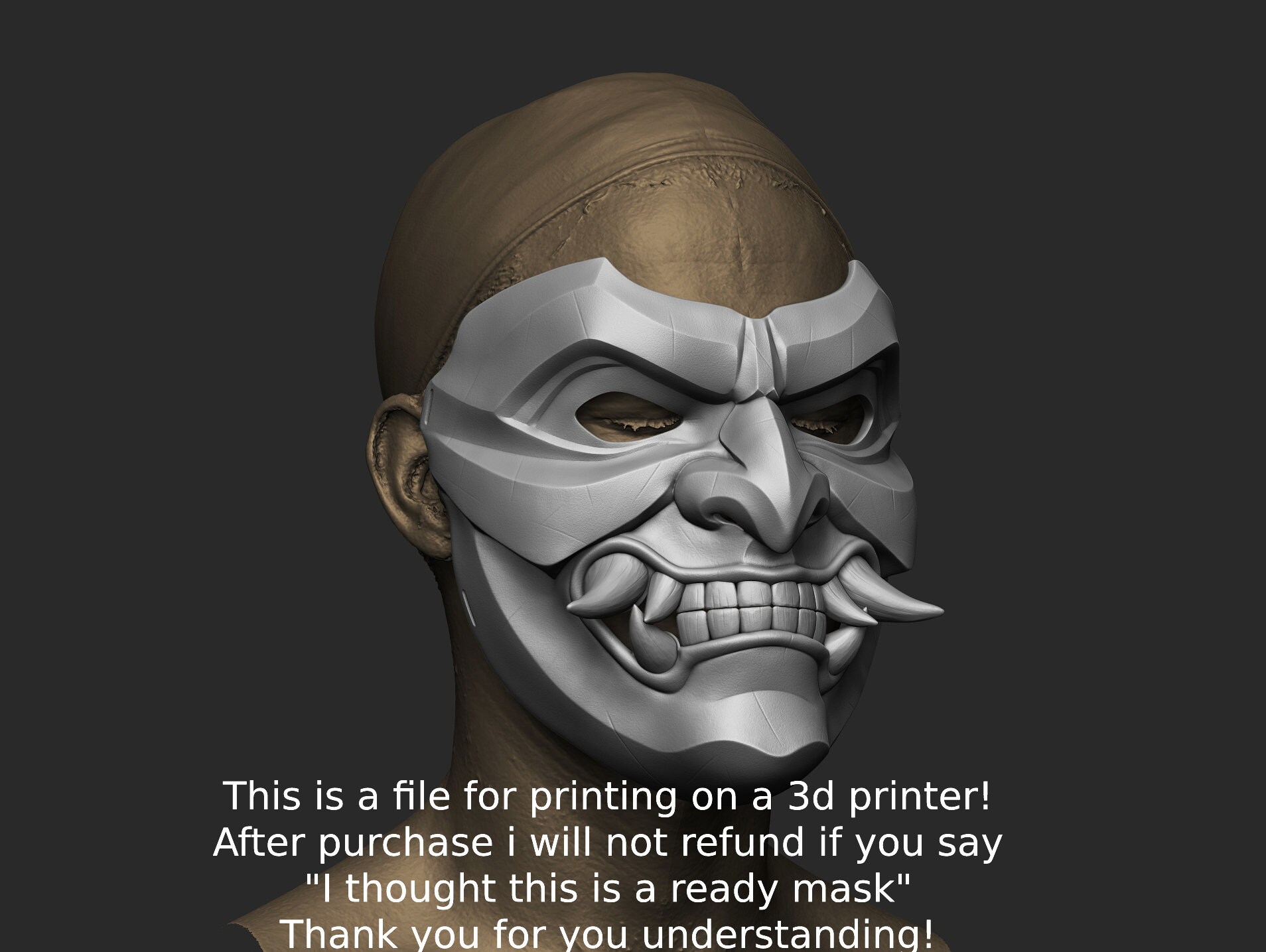 Menpo Samurai Mask 3D Printable Model Japanese Warrior Cosplay Armor