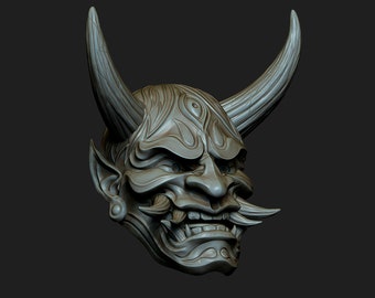 Hannya Oni Samurai Noh Mask Magnet Pendant model STL file for 3D print