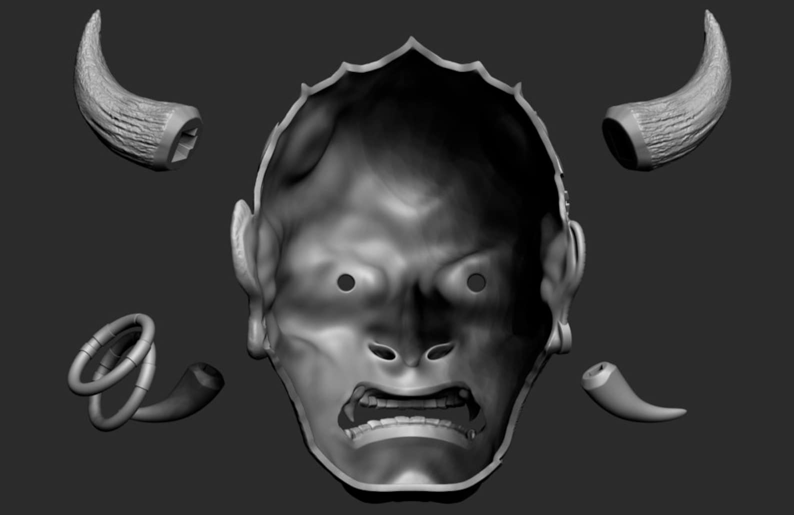 Маска Hannya демон киберпанк