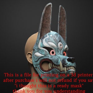 Modelo de máscara de raposa anime Kitsune para impressão 3D: espírito mítico japonês para cosplay e decoração