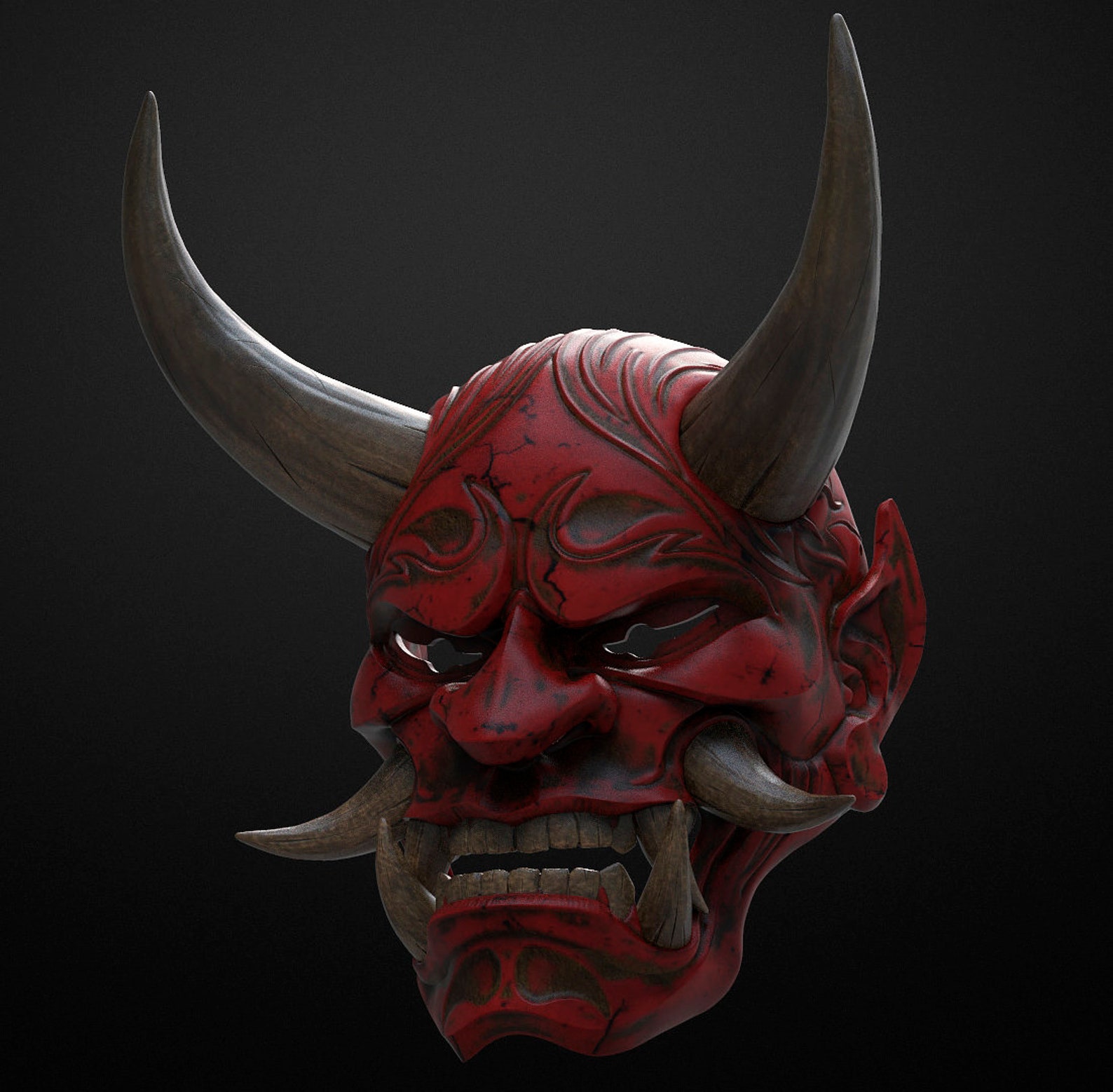 Japanese Hannya Mask Oni Demon Mask Samurai Mask STL File for - Etsy