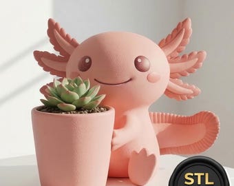 Süßer Axolotl Universal Halter | 3D-Druck STL | Einzigartiges Geschenk für Zuhause & Büro