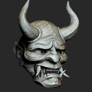 Japanese Hannya Oni Mask STL File for 3D Printing - Samurai Demon Decor, Cosplay, Masquerade