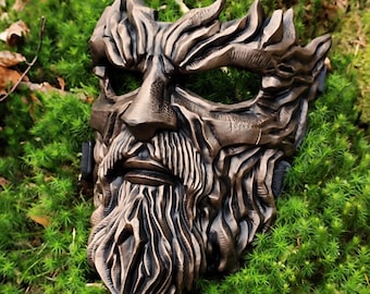 Eternal Wächter Maske Gold: Fantasy LARP Cosplay Kostüm Accessoire für Druide, Waldkrieger Rollenspiel