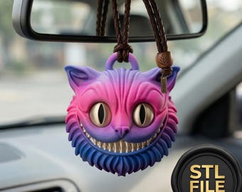 Grinsende Katze Schlüsselanhänger STL – Fantasy Lächelnde Katze 3D Print File | Dekorativer Schlüsselanhänger STL
