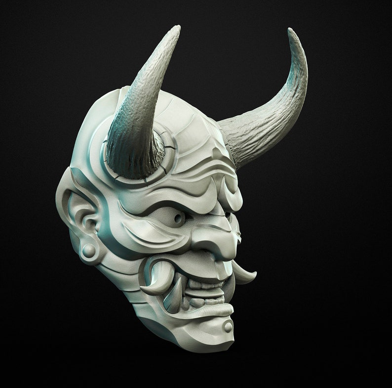 Hannya Oni Samurai Noh Mask Magnet Pendant STL File for 3D - Etsy