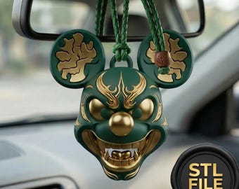 Tribal Maske Schlüsselanhänger STL - Fantasy Oni Style 3D Print File | Auto hängende Verzierung | Dekorativer Schlüsselanhänger STL