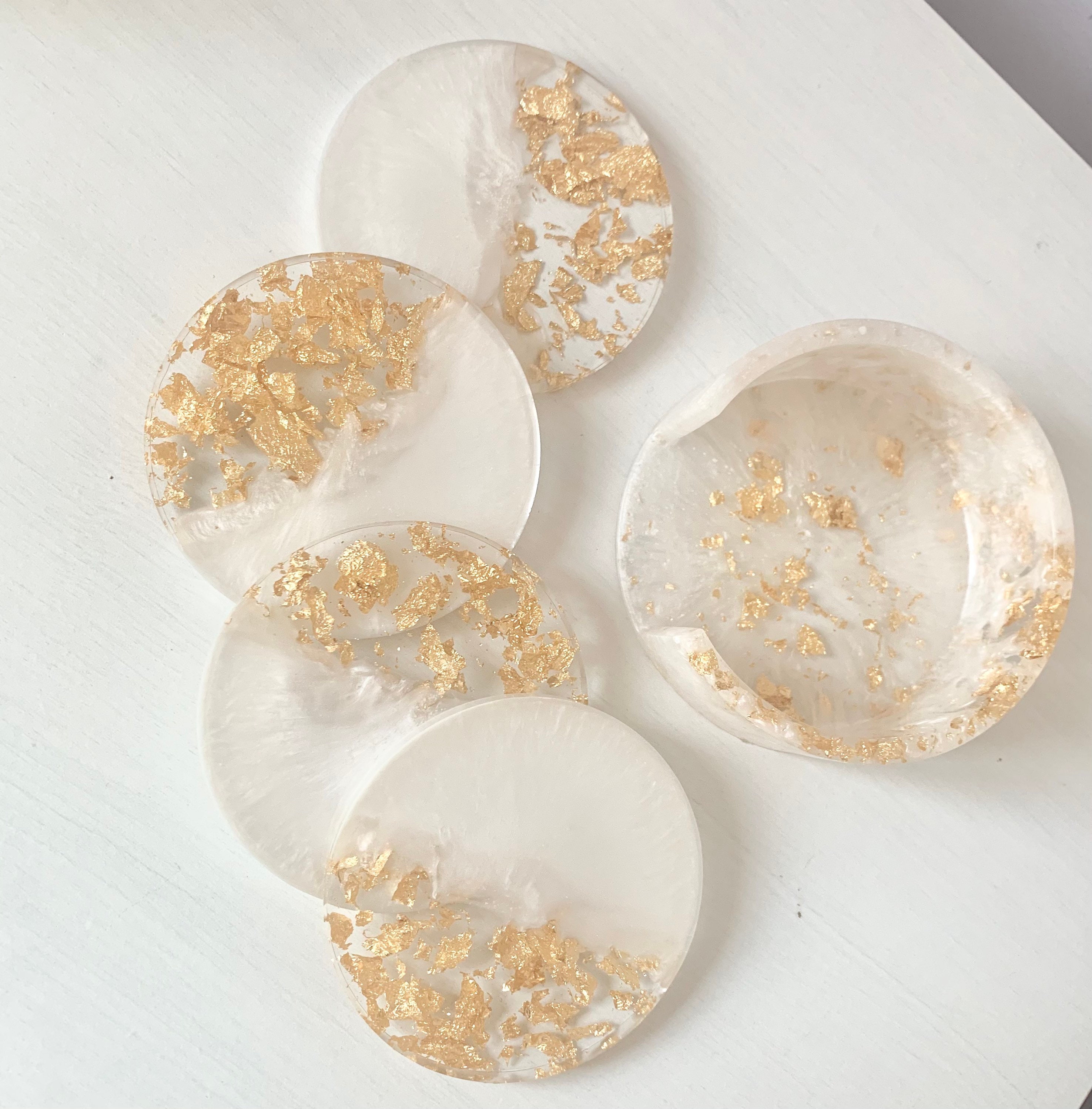 Set of 4 resin coasters with a holder Etsy