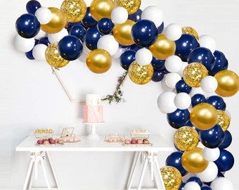 Download Navy Blue And Gold Balloon Arch Etsy