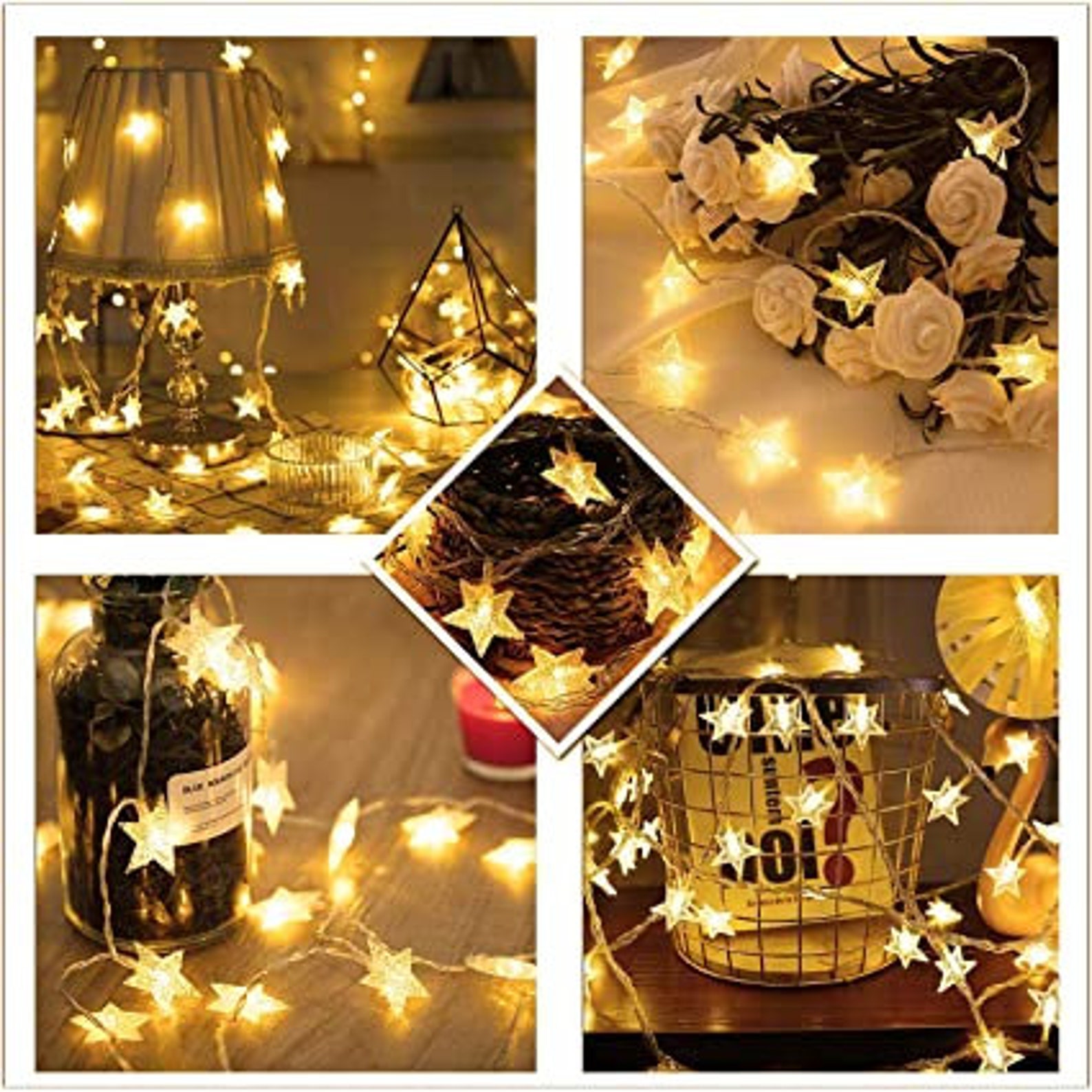 Stars String Lights Christmas Stars Lights Christmas String Etsy