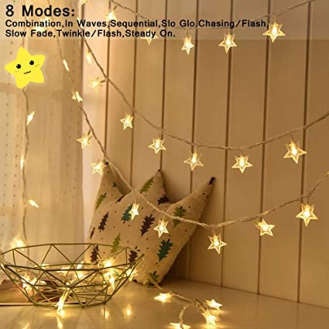 Stars String Lights Christmas Stars Lights Christmas String Etsy